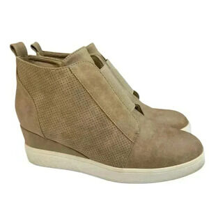 Women Casual Sneaker Booties Hidden Wedge Heel Side Zipper Ankle Boots Size 8